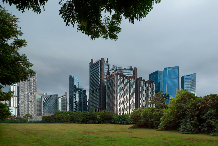 Edifício misto possui pequena floresta em Cingapura