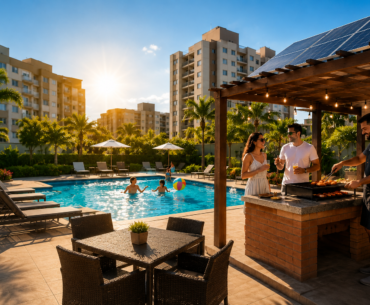 Churrasco, piscina e energia solar: por que o lazer do condomínio também depende do sol